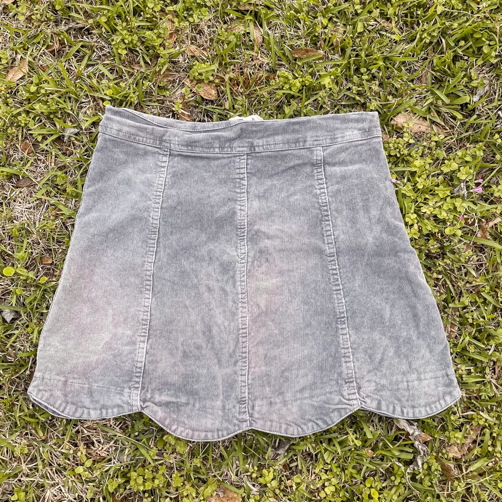 Women’s Light Gray Scalloped Corduroy Altar’d State Skirt